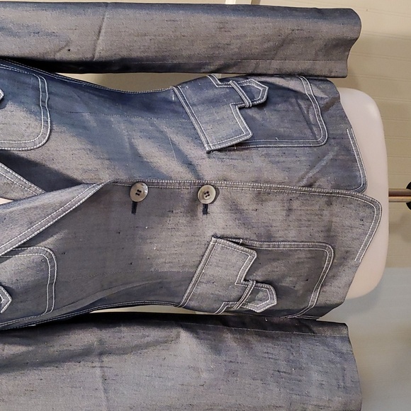 Michael Kors Collection "denim" shantung silk blazer - Picture 3 of 15